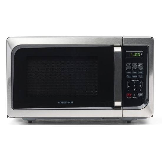 Picture of Farberware Classic 0.9 Cu Ft 900-Watt Microwave Oven, Stainless Steel/Black, FM09SSE