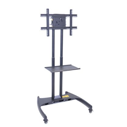 Picture of H. Wilson FP2500 Series Flat-Panel Mobile TV Stand With Mount For TVs Up to 60in, 62 1/2inH x 32 3/4inW x 28 3/4inD, Black