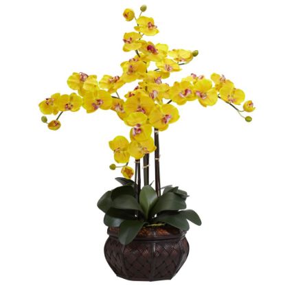 Picture of Nearly Natural 31inH Silk Phalaenopsis Arrangement With Decorative Pot, Yellow