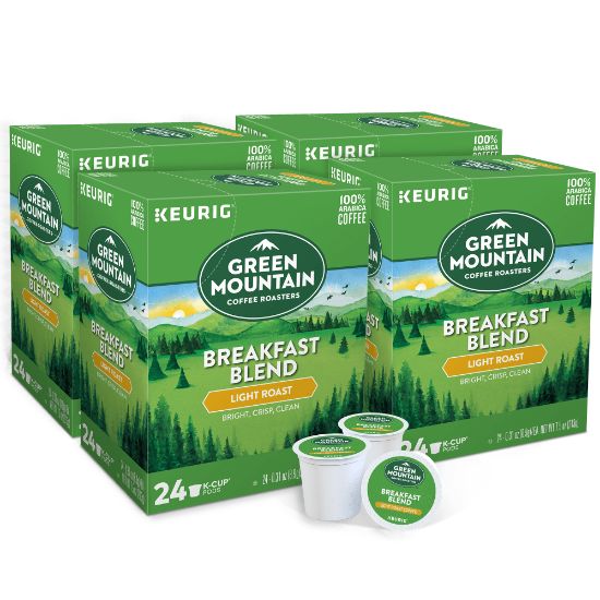 Picture of Green Mountain Coffee Single-Serve Coffee K-Cups, Breakfast Blend, Carton Of 4 Cups, Box Of 24 Cartons