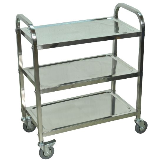 Picture of Luxor L100S3 Stainless-Steel 3-Shelf Kitchen Cart, 35inH x 26inW x 16inD, Silver