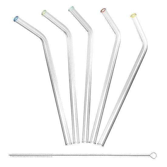 Picture of Better Houseware Glass Straws With Cleaning Brush, Clear, Set Of 5 Straws