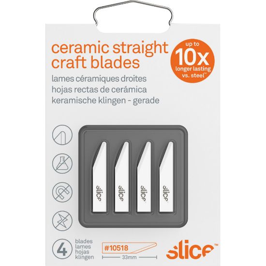 Picture of Slice Ceramic Craft Knife Cutting Blades - 1.30in Length - Non-conductive, Non-magnetic, Rust Resistant, Non-sparking - Zirconium Oxide - 4 / Pack - White