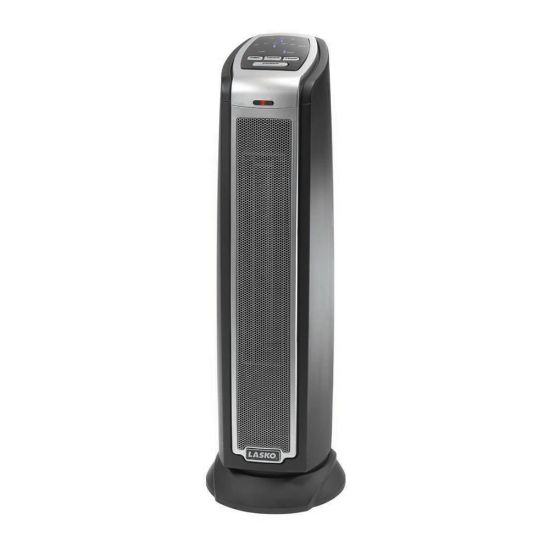 Picture of Lasko 5790 1500 Watts Electric Ceramic Oscillating Heater, 2 Heat Settings, 23.5inH x 7.3inW x 7.3inD, Black & Silver