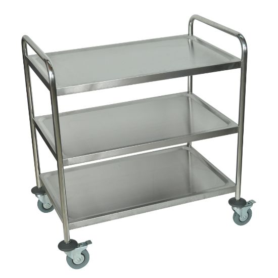 Picture of Luxor ST-3 Stainless-Steel 3-Shelf Kitchen Cart, 37inH x 33 1/2inW x 21inD, Silver