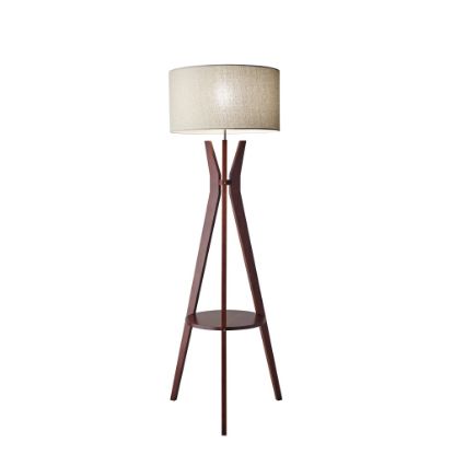 Picture of Adesso Bedford Shelf Floor Lamp, 59 1/2inH, Oatmeal Shade/Walnut Base