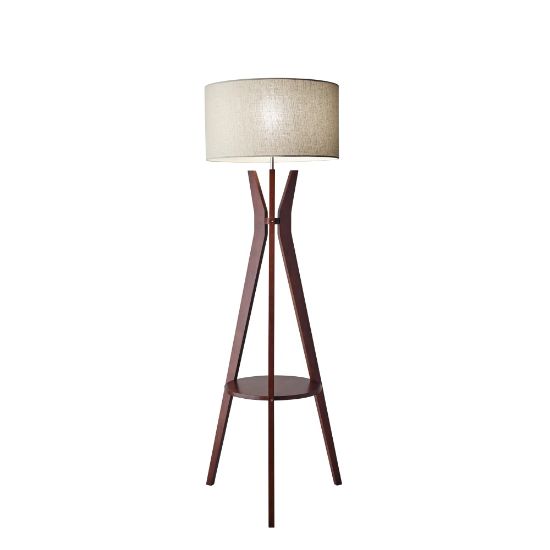 Picture of Adesso Bedford Shelf Floor Lamp, 59 1/2inH, Oatmeal Shade/Walnut Base