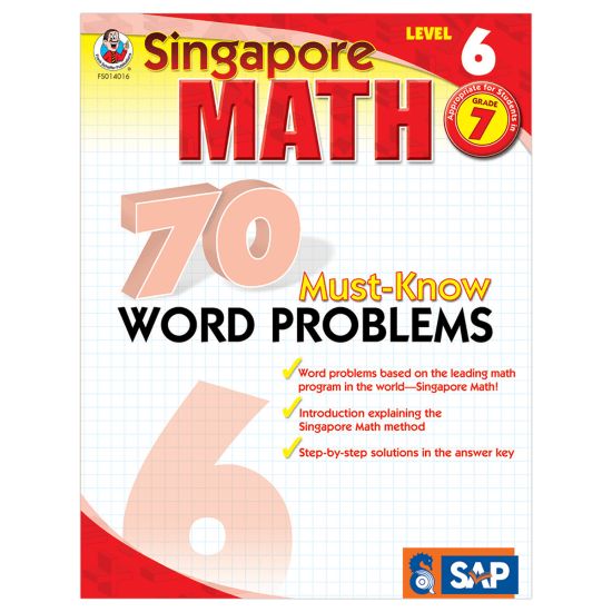 Picture of Carson-Dellosa Singapore Math 70 Must-Know Word Problems, Level 6, Grade 7