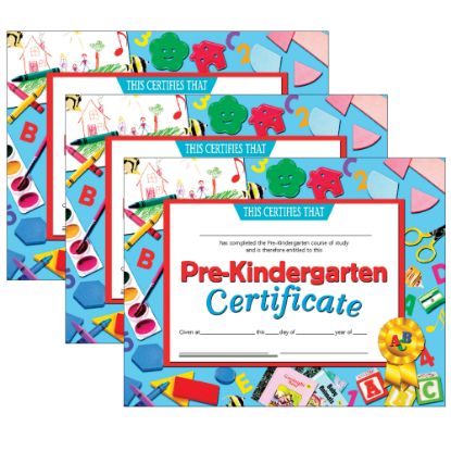 Picture of Hayes Certificates, 8-1/2in x 11in, Pre-Kindergarten, 30 Certificates Per Pack, Set Of 3 Packs