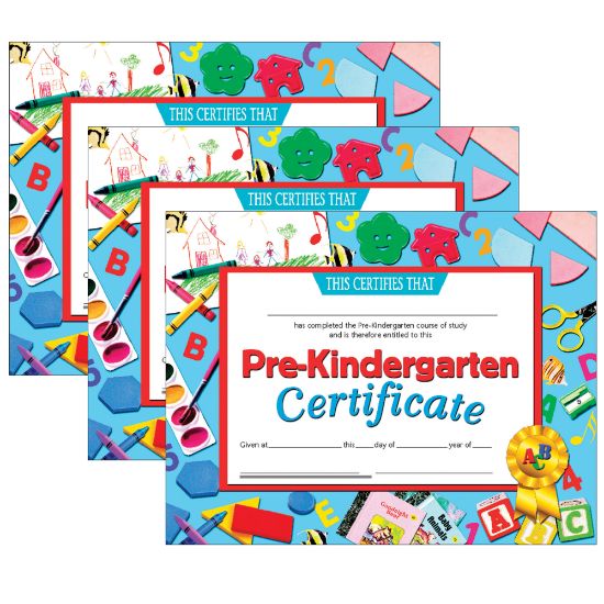 Picture of Hayes Certificates, 8-1/2in x 11in, Pre-Kindergarten, 30 Certificates Per Pack, Set Of 3 Packs