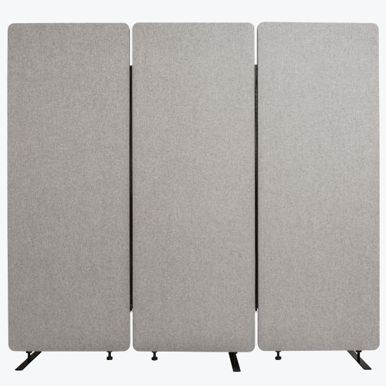 Picture of Luxor RECLAIM Acoustic Privacy Panel Room Dividers, 66inH x 24inW, Misty Gray, Pack Of 3 Room Dividers