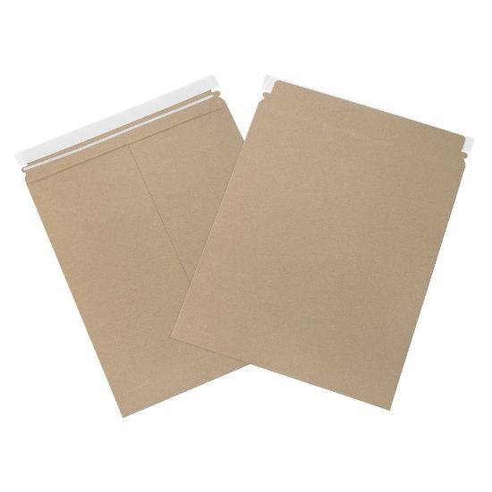 Picture of Partners Brand Self-Seal Stayflats Plus Flat Mailers, 12 3/4in x 15in, Kraft Brown, Pack of 100