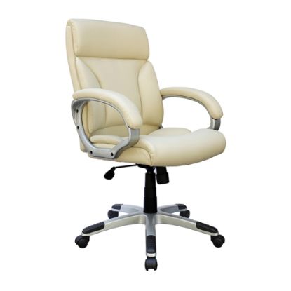 Picture of Boss Office Products Ergonomic Leatherplus Mid-Back Executive Office Chair, Ivory