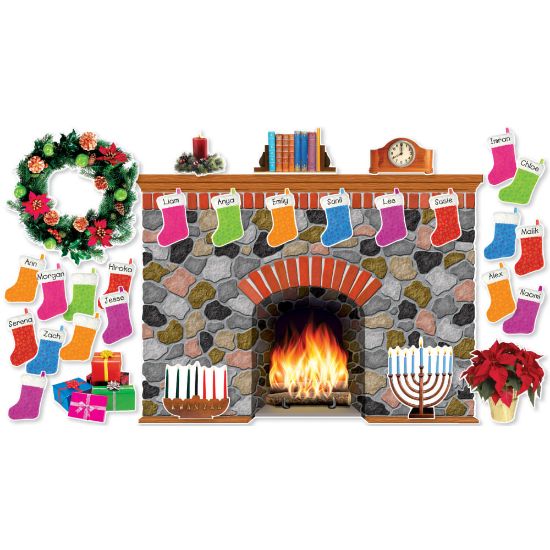 Picture of Scholastic Teacher Resources Holiday Hearth Bulletin Board Set, Set Of 45 Pieces