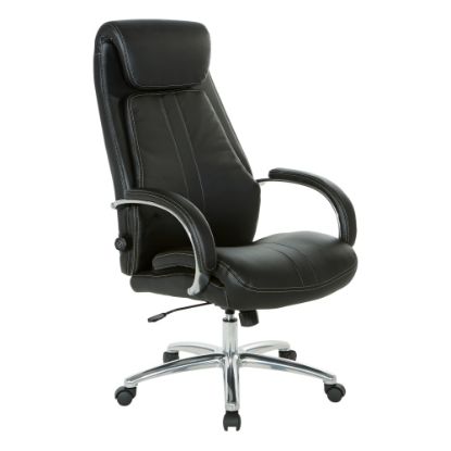 Picture of Office Star Pro-Line II Bonded Leather High-Back Deluxe Executive Chair, Black/Chrome