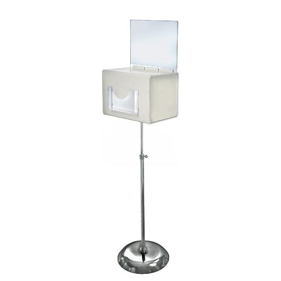 Picture of Azar Displays Plastic Suggestion Box, Adjustable Pedestal Floor Stand, With Lock, Extra-Large, 8 1/4inH x 11inW x 8 1/4inD, White