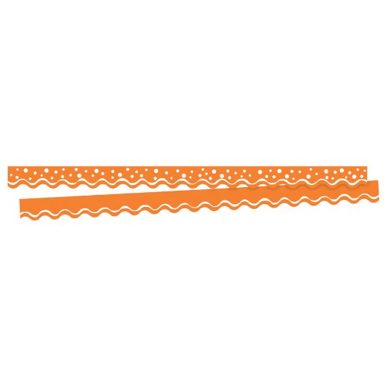 Picture of Barker Creek Scalloped-Edge Border Strips, 2 1/4in x 36in, Happy Tangerine, Pre-K To College, Pack Of 26