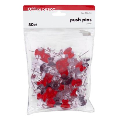 Picture of Office Depot Brand Pushpins, 7/16in, Assorted Colors, Pack Of 50