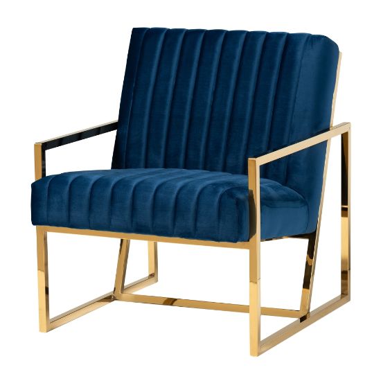 Picture of Baxton Studio Janelle Accent Chair, Royal Blue/Gold