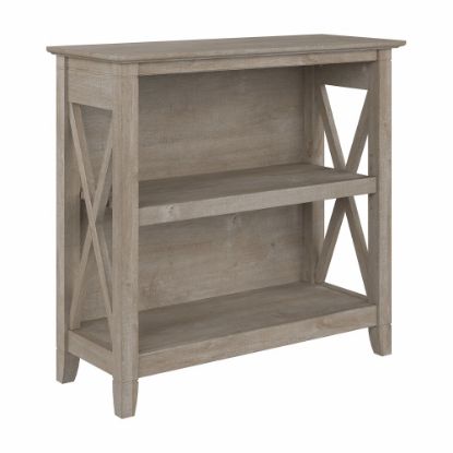 Picture of Bush Furniture Key West Small 30inH 2-Shelf Bookcase, Washed Gray, Standard Delivery