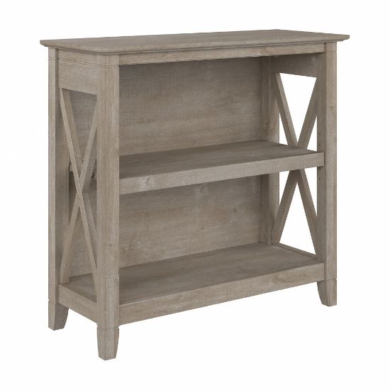 Picture of Bush Furniture Key West Small 30inH 2-Shelf Bookcase, Washed Gray, Standard Delivery