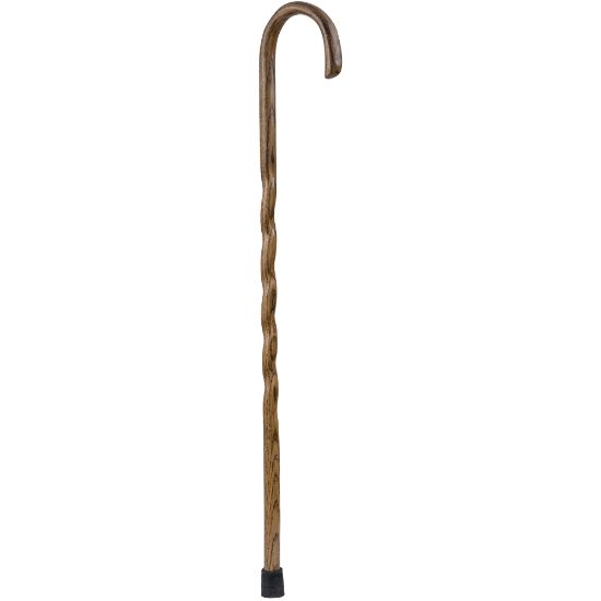 Picture of Brazos Walking Sticks Twisted Oak Crook Neck Wood Walking Cane, 37in, Brown