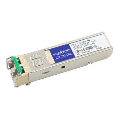 Picture of AddOn - SFP (mini-GBIC) transceiver module (equivalent to: Alcatel-Lucent ISFP-GIG-EZX) - 1GbE - 1000Base-ZX - LC single-mode - up to 74.6 miles - 1550 nm - TAA Compliant