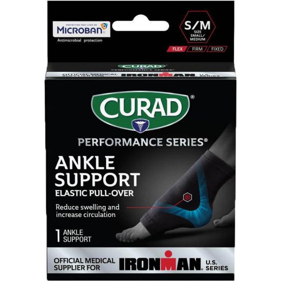 Picture of CURAD Elastic Ankle Support With Microban, Small/Medium, Black