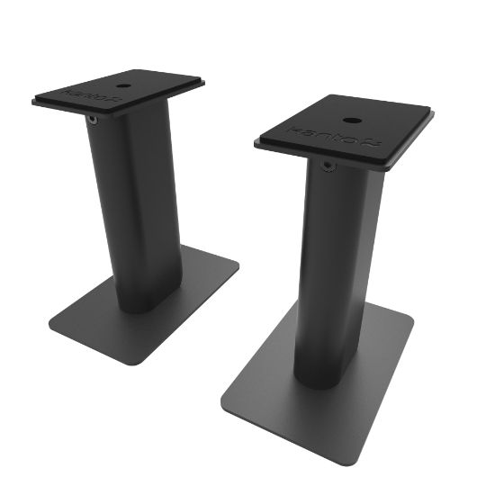 Picture of Kanto SP9 9 Inch Tall Universal Desktop Speaker Stand - Black (Pair) - 60 lb Load Capacity - 8.3in Height x 4.3in Width x 7.1in Depth - Desktop - Steel, Foam - Black