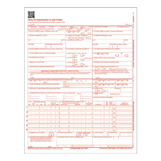 Picture of TOPS Laser CMS Claim Forms, 8 1/2in x 11in, Pack Of 500