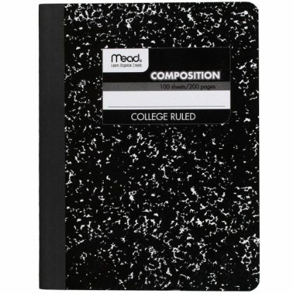 Picture of Mead Composition Books, 7.5in x 9.75in, College Ruled, 100 Sheets, Black Marble, Pack Of 12