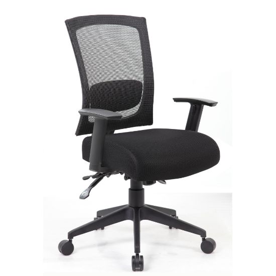 Picture of Boss Office Products Multifunction Mesh Mid-Back Task Chair, Mesh/Fabric, Black