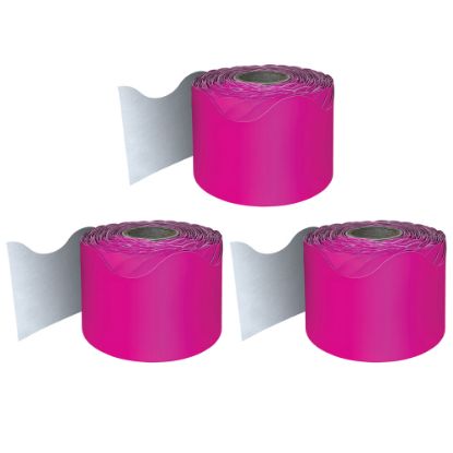 Picture of Carson Dellosa Education Rolled Scalloped Borders, Hot Pink, 65ft Per Roll, Pack Of 3 Rolls