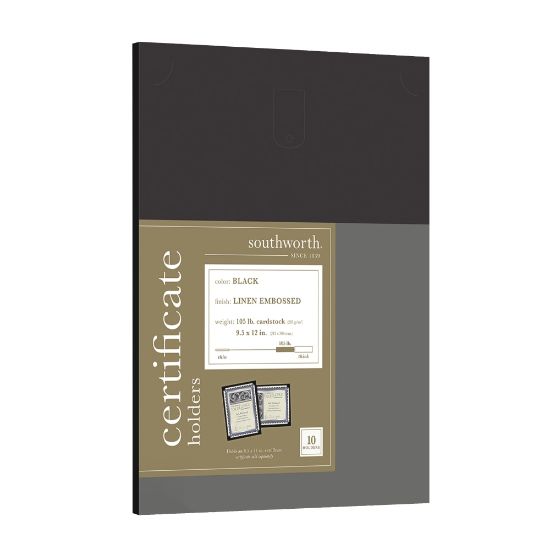 Picture of Southworth Certificate Holders, 9 1/2in x 12in, Black, Pack Of 10