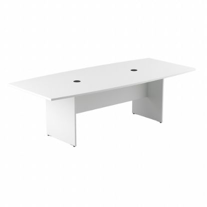 Picture of Bush Business Furniture 96inW x 42inD Boat-Shaped Conference Table With Wood Base, White, Standard Delivery