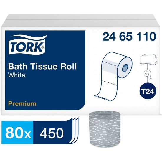 Picture of Tork Premium Bath Tissue Roll, 2-Ply - 2 Ply3.75in - 450 Sheets/Roll - 4.35in Roll Diameter - White - 450 Rolls Per Container - 80 / Carton