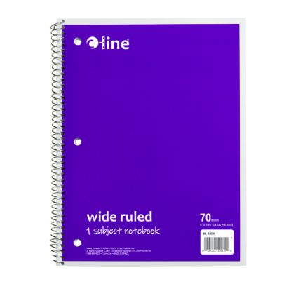 Picture of C-Line Wide Rule Spiral Notebooks, 8in x 10-1/2in, 1 Subject, 70 Sheets, Purple, Case Of 24 Notebooks