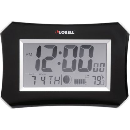 Picture of Lorell 10.3in Digital LCD Wall Alarm Clock, Black