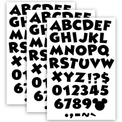 Picture of Eureka 4in Deco Letters, Mickey Mouse Throwback Black, 216 Letters Per Pack, Set Of 3 Packs