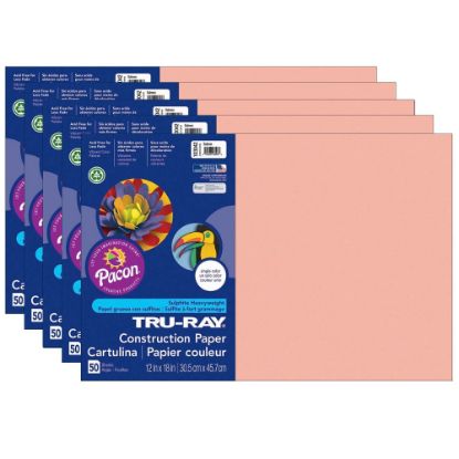 Picture of Tru-Ray Construction Paper, 12in x 18in, Salmon, 50 Sheets Per Pack, Set Of 5 Packs