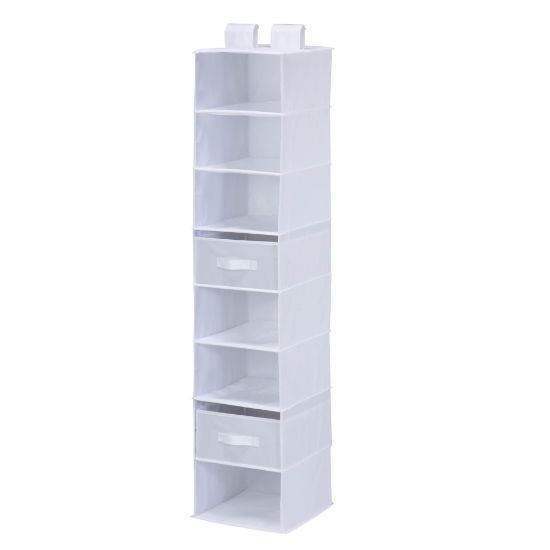 Picture of Honey-Can-Do Hanging Vertical Polyester Closet Organizer With 2-Pack Drawers, 8-Shelves, 54inH x 12inW x 12inD, White