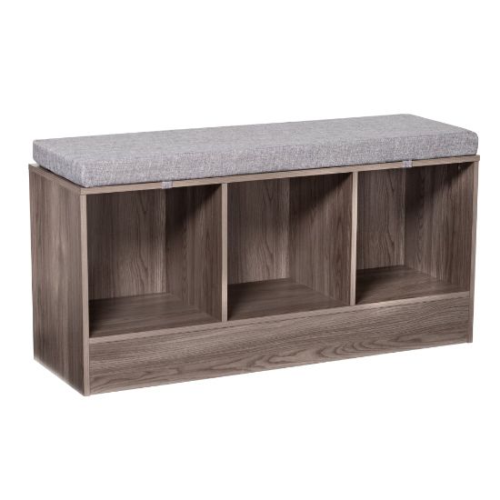 Picture of Honey Can Do Entryway Bench With Storage Shelves, 22-1/8inH x 44-1/8inW x 14-9/16inD, Farmhouse Gray