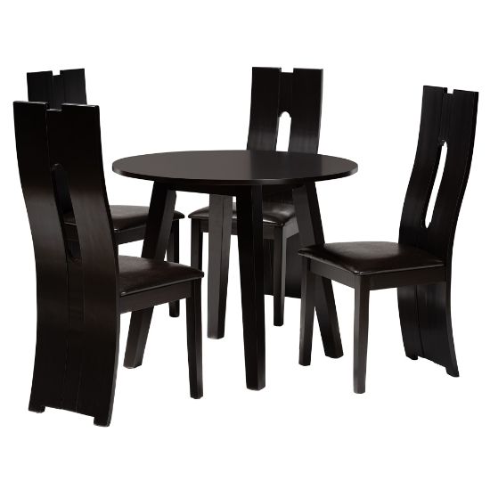 Picture of Baxton Studio Torin Dining Set, 29-15/16inH x 35-7/16inW x 35-7/16inD, Dark Brown/Espresso