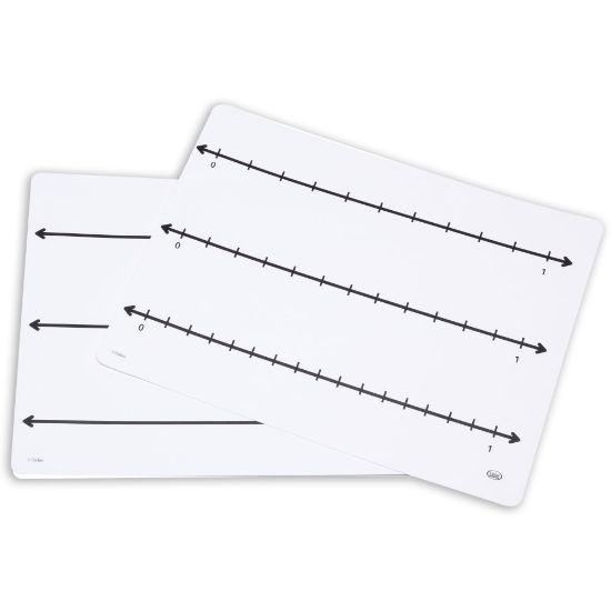 Picture of Didax Write-On/Wipe-Off Fraction Number Line Mats, 9in x 12in, White, Grades 3-5, Pack Of 10 Mats