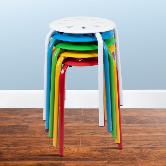 Picture of Flash Furniture Plastic 17-1/2in Nesting Stack Stools, Assorted Colors, Set Of 5 Stools