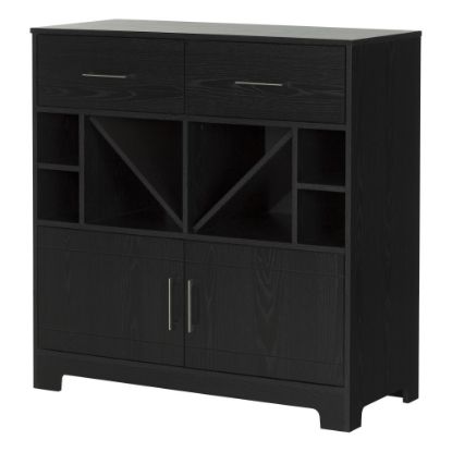 Picture of South Shore Vietti 32-Bottle Bar Cabinet With Bottle Storage, 36-1/4inH x 34-1/4inW x 16-3/4inD, Black Oak