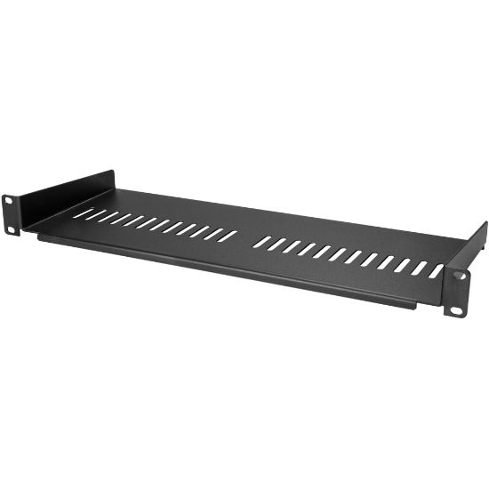 Picture of StarTech.com 1U Vented Server Rack Cabinet Shelf - Fixed 7in Deep Cantilever Rackmount Tray for 19in Data/AV/Network Enclosure w/Cage Nuts