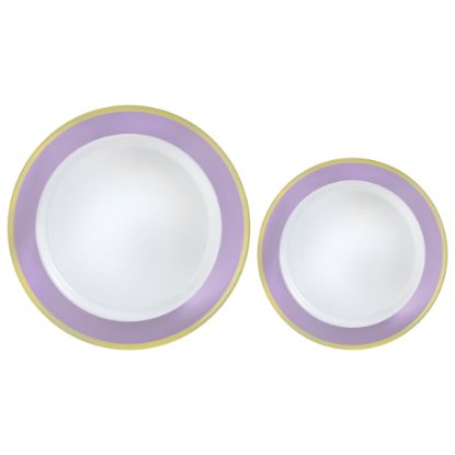 Picture of Amscan Round Hot-Stamped Plastic Bordered Plates, Lavender, Pack Of 20 Plates