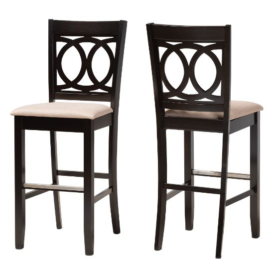 Picture of Baxton Studio Carson Bar Stools With Backs, Sand/Espresso, Set Of 2 Bar Stools