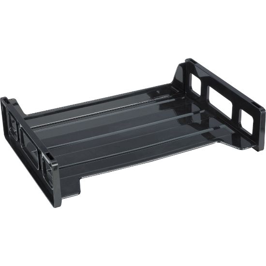 Picture of Business Source Side-loading Stackable Letter Trays - Desktop - Stackable - 20% Recycled - Black - 1 Each